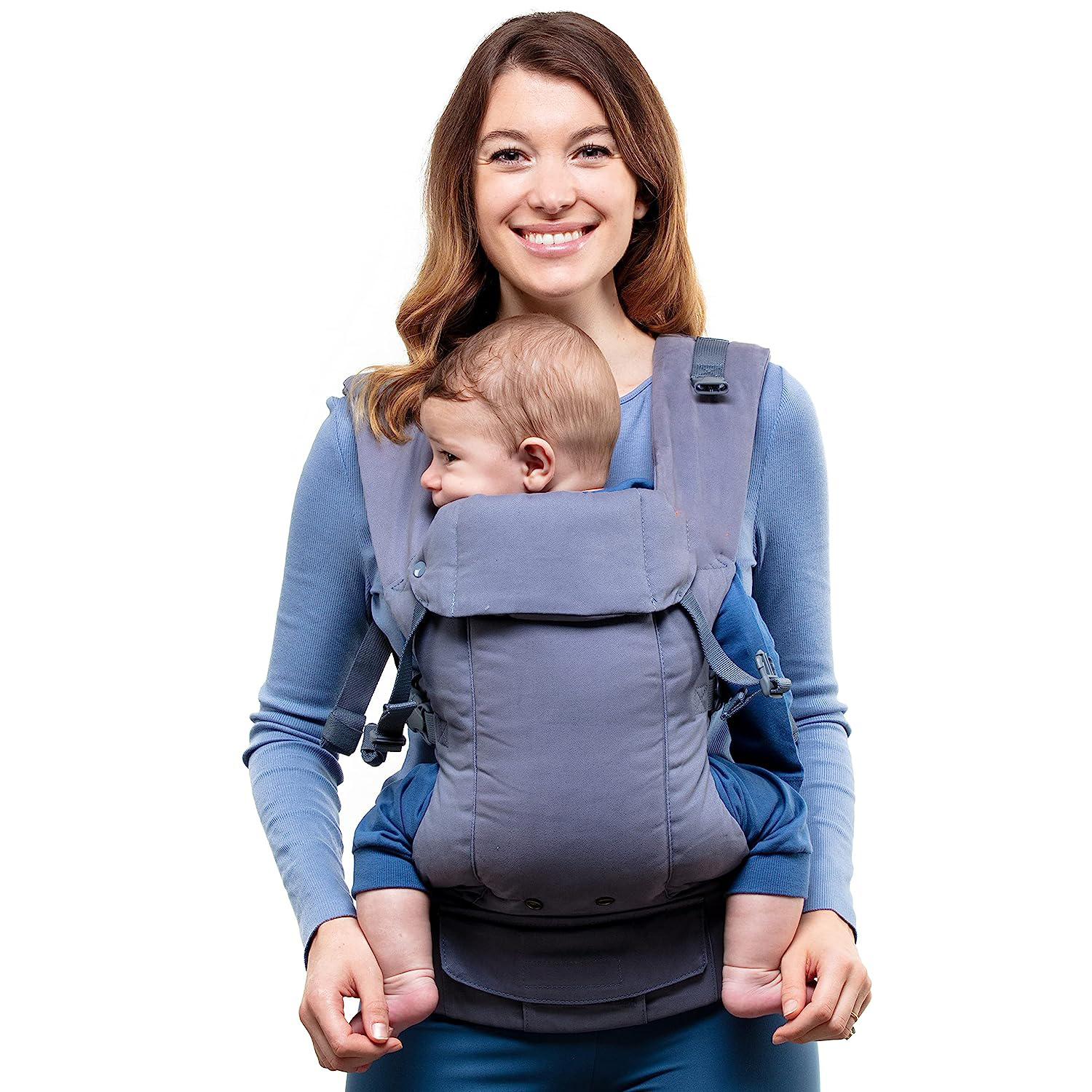 Baby Carrier Newborn to Toddler - All Positions Baby Body Carrier, Baby Carrier Backpack & Baby Front Carrier with Adjustable Seat, Ergonomic Baby Holder Carrier 7-35 lbs (Navy)