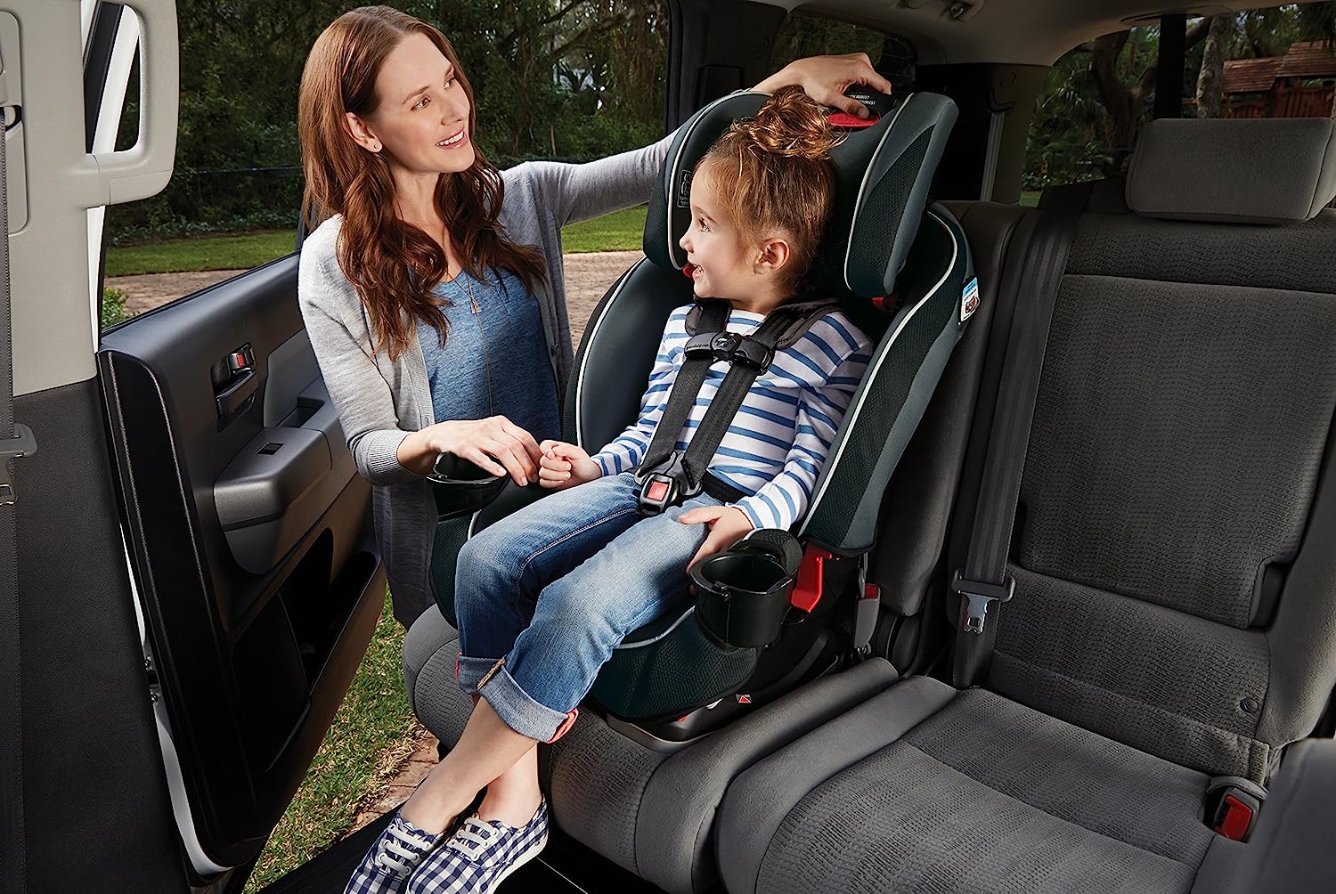 Slimfit 3 in 1 Car Seat -Slim & Comfy Design Saves Space in Your Back Seat, Darcie, One Size
