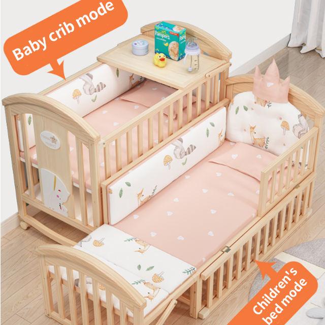 Eco-friendly Solid Wood Newborn Baby Crib With Storage