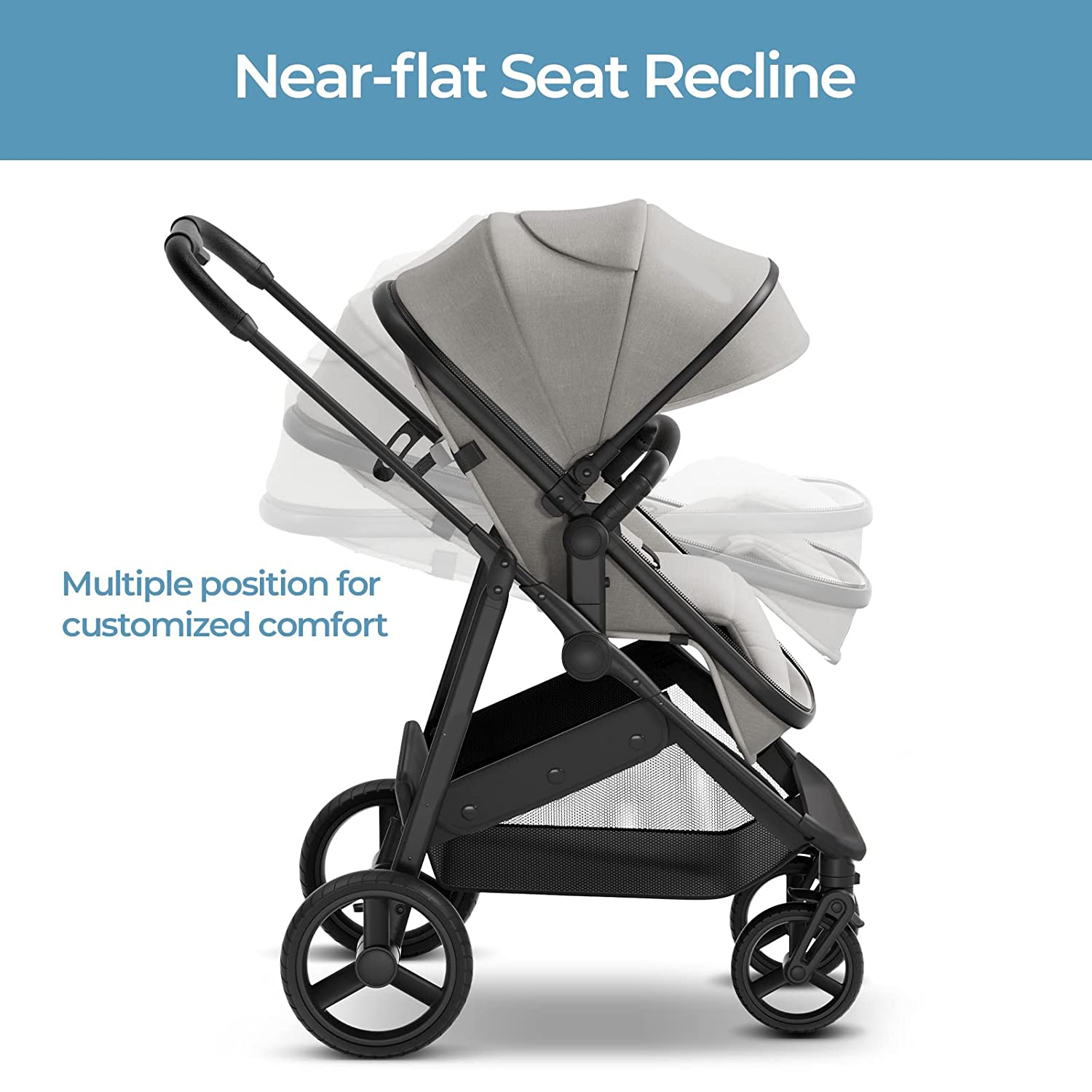 Convertible Baby Stroller with Bassinet Mode - Foldable Infant Stroller to Explore More as a Family - Toddler Stroller with Reversible Stroller Seat