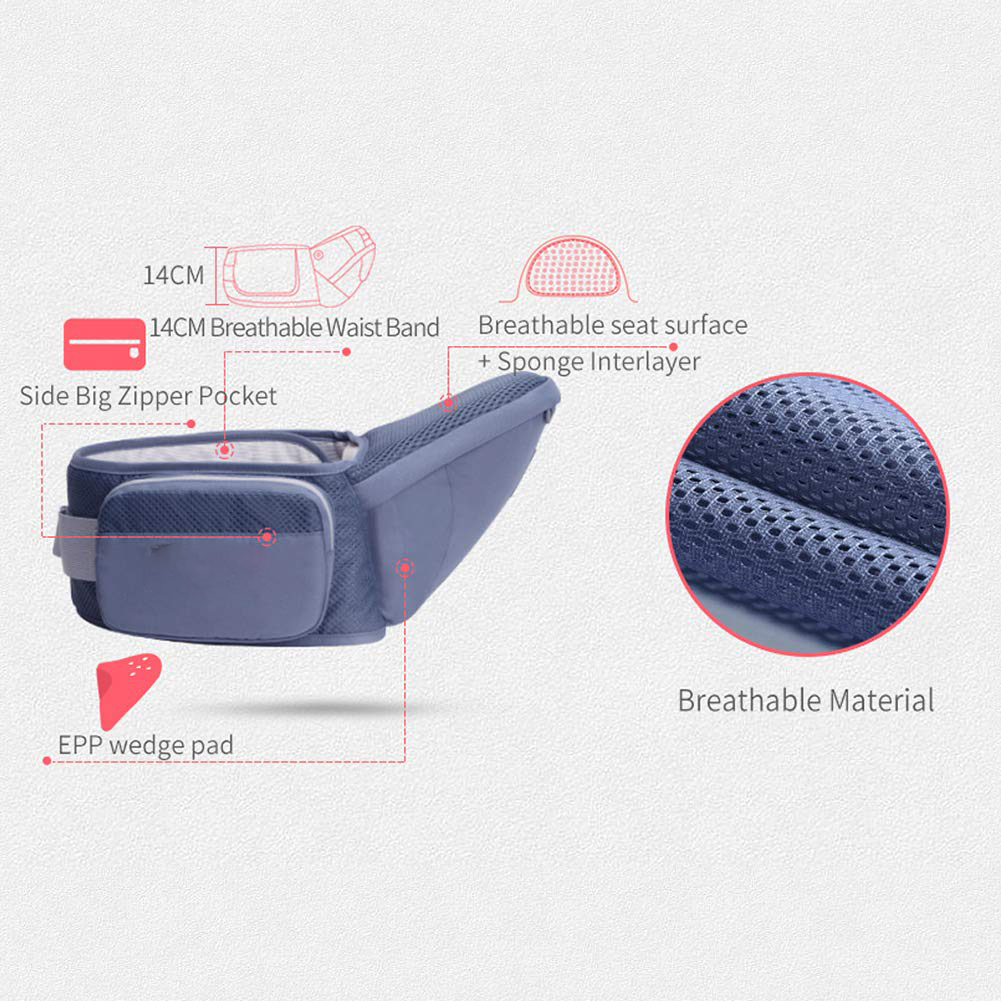 Baby Carrier Newborn to Toddler Baby Hip Carrier with Head Hood,Waist Extender & 3 Pieces Teething Pads (Grey)