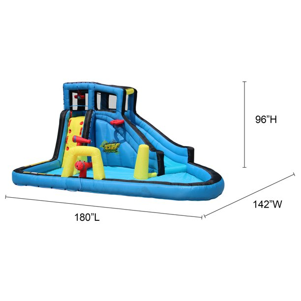 Banzai Battle Blast Inflatable Outdoor Water Park & Slide, Ages 5 & Up, Unisex