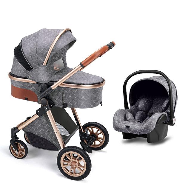 Grey Premium 3-in-1 Baby Stroller