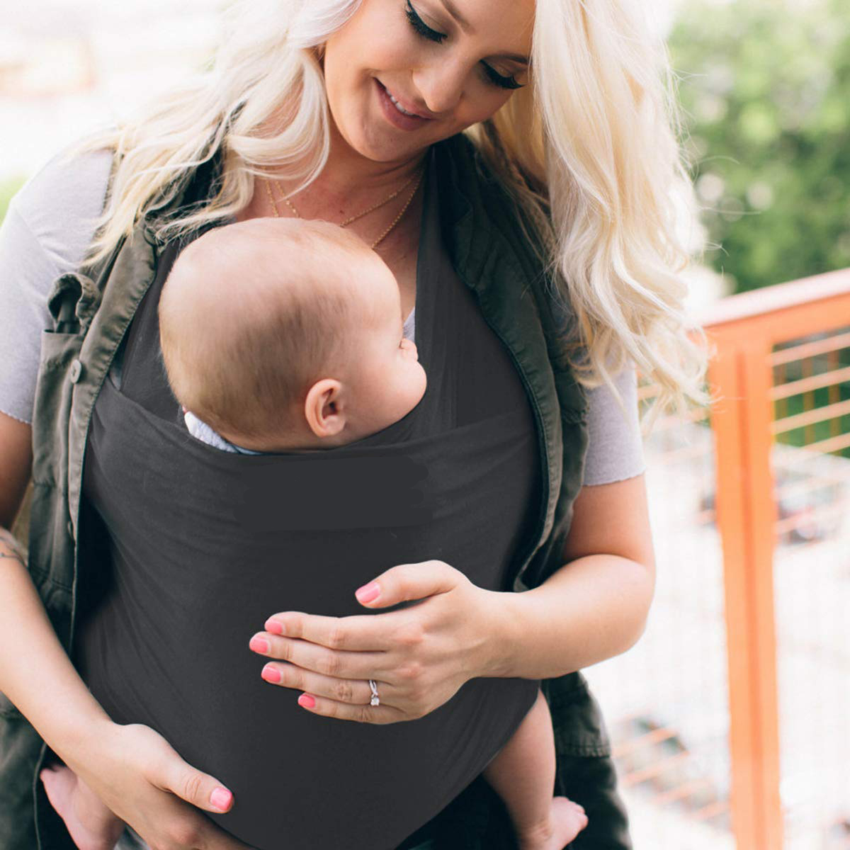 Baby Wrap Carrier,Hands Free Baby Carrier Sling,Lightweight,Breathable,Softness,Perfect for Newborn Infants and Babies Shower Gift,Black