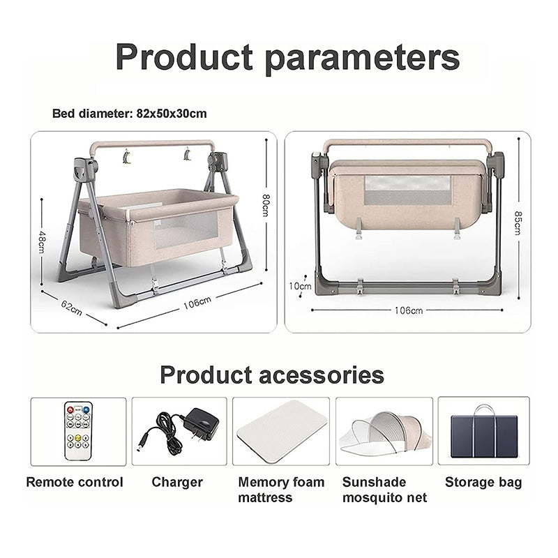 Electric Baby Cradle Smart Baby Bouncer Cradle, Portable Baby Swing with Automatic Swing and Music
