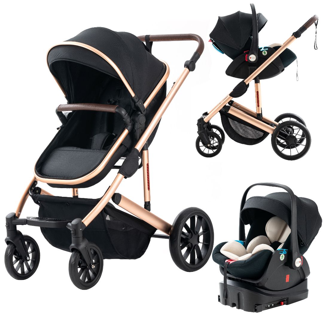 Luxurious 3-In-1 Baby Stroller Combo Car Seat With Base