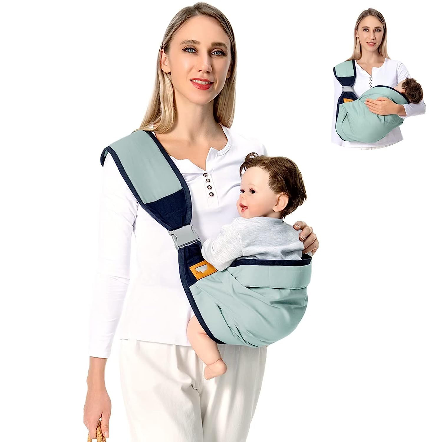Baby Sling Carrier Newborn to Toddler, Lightweight Baby Carrier Sling, Baby Wrap Sling, Baby Hip Seat Carrier for Toddler Sling, Baby Holder Carrier, Nursing Sling, Carrying 7-45 lbs, Grey