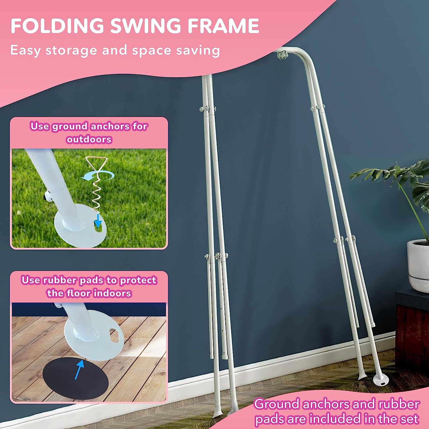 Canvas Baby Swing, Wooden Hanging Swing Seat Chair with Safety Belt, Durable Baby Hammock Chair, Outdoor and Indoor Swing for Kids, Mounting Hardware Included, Ivory