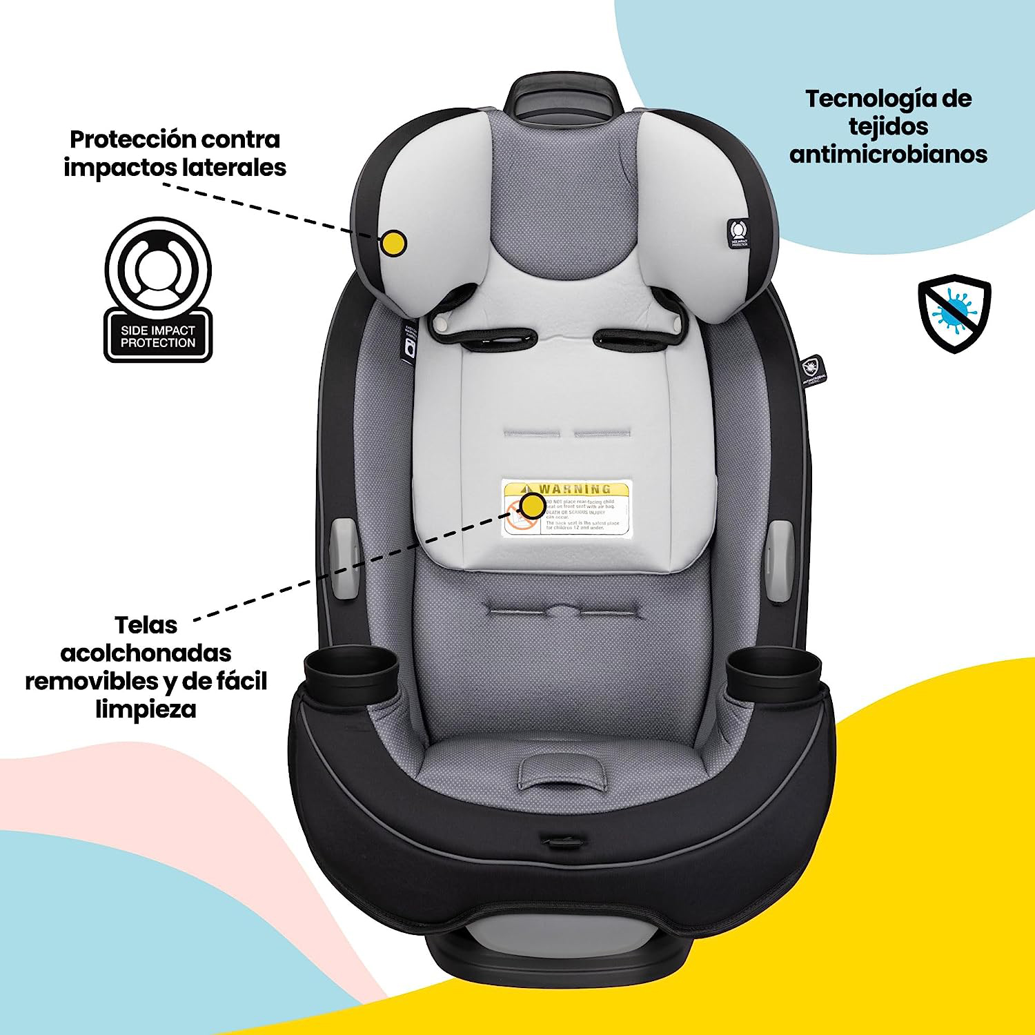 Safety 1st Grow and Go All-in-One Convertible Car Seat, Rear-facing 5-40 pounds, Forward-facing 22-65 pounds, and Belt-positioning booster 40-100 pounds, Carbon Wave