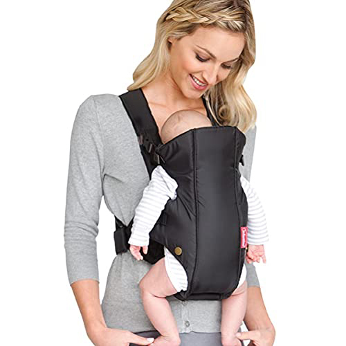 Classic Carrier with Pocket - 2 Ways to Carry Black Carrier with Wonder Bib & Essentials Storage Front Pocket, Adjustable Back Strap, 1-Piece