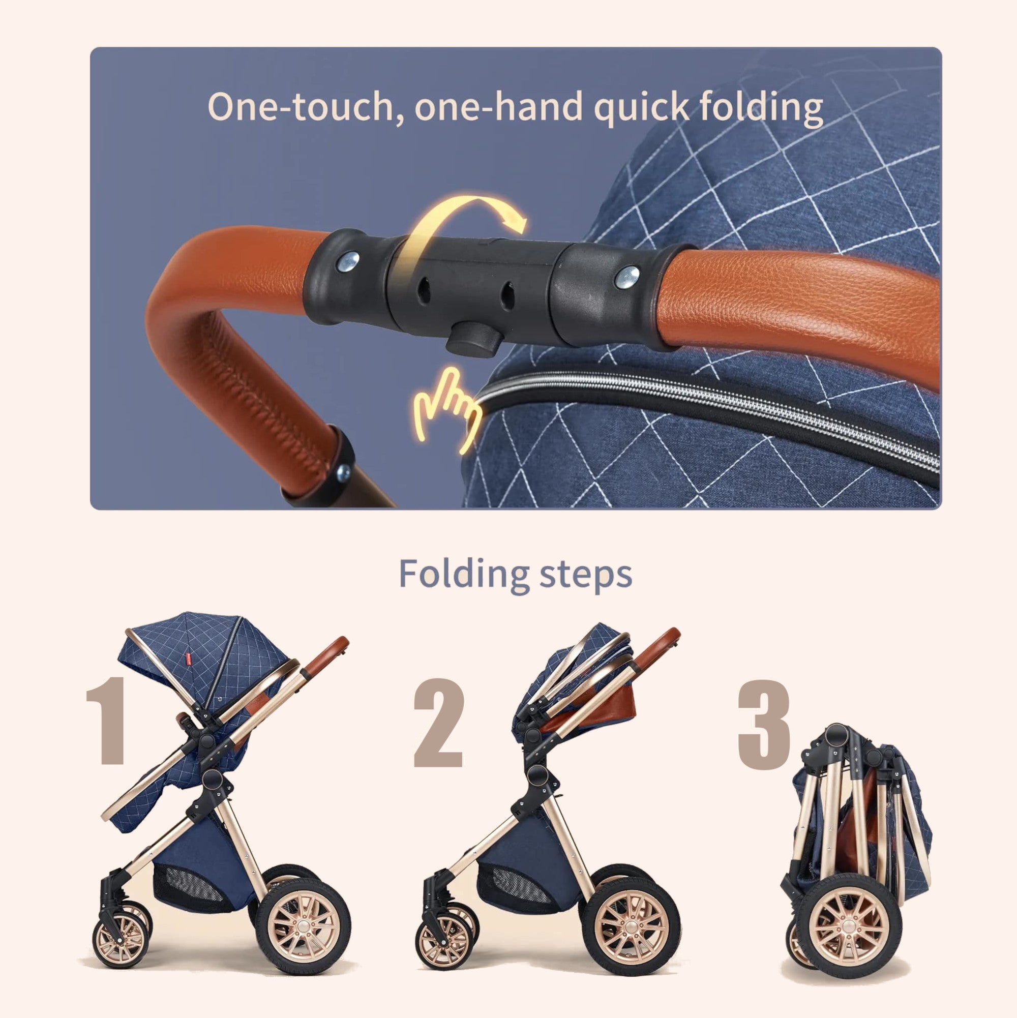 3 in 1 Luxury Baby Stroller (Free Car Seat)