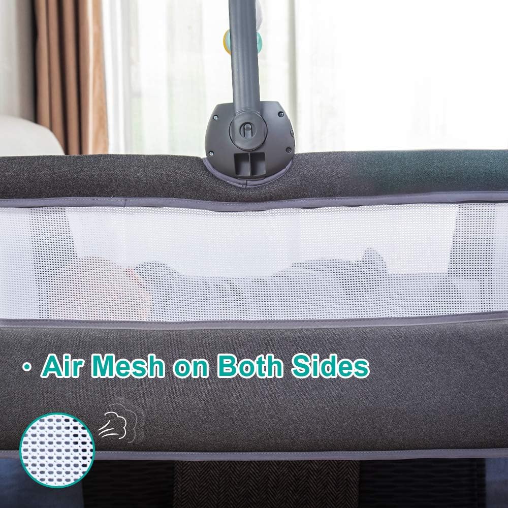 Bassinet,Bassinet for Baby,Bedside Crib,Baby Bassinets Bedside Sleeper for Newborn Infant| Built-in Wheels, Dark Grey