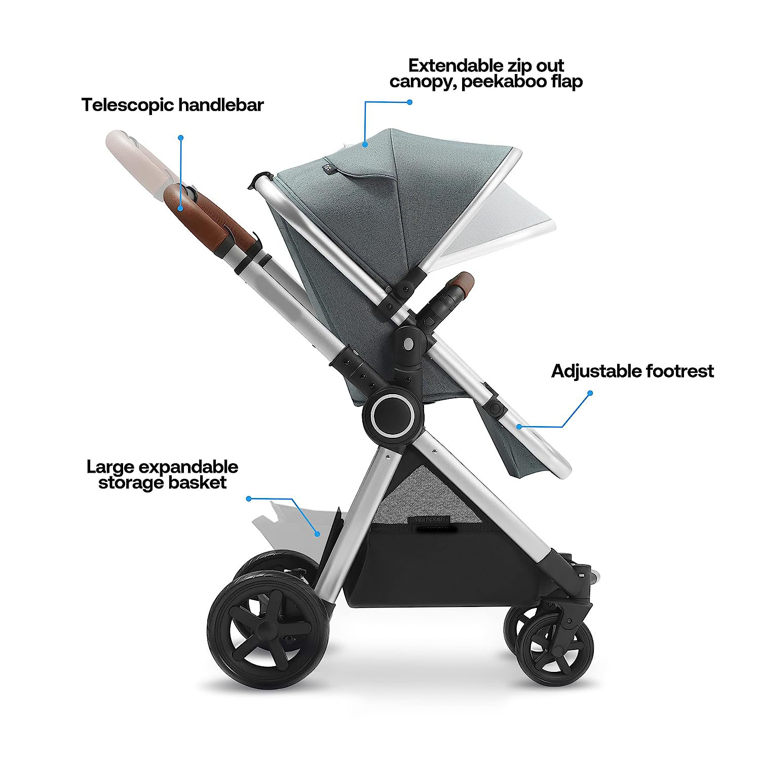 Baby Stroller with Removable Bassinet - Full-Size Baby Strollers for Comfortable Outings with Baby - Toddler Stroller with Reversible Stroller Seat - Smooth Glide Bassinet Stroller