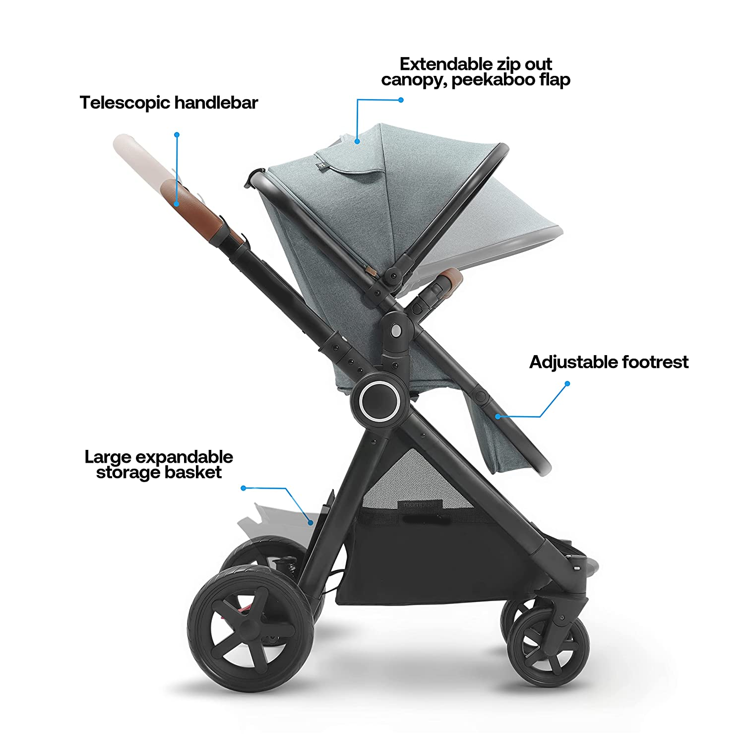 Baby Stroller with Removable Bassinet - Full-Size Baby Strollers for Comfortable Outings with Baby - Toddler Stroller with Reversible Stroller Seat - Smooth Glide Bassinet Stroller