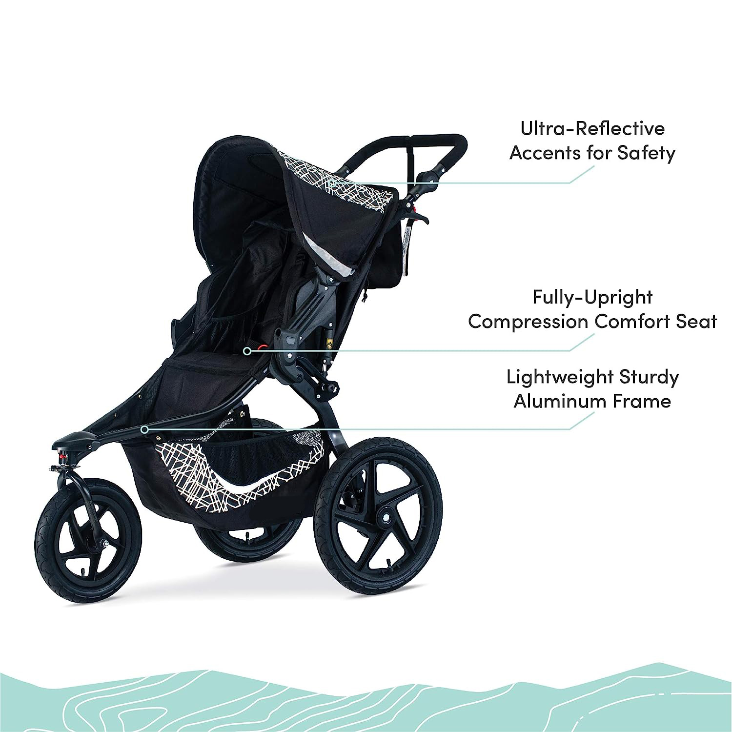 Gear Revolution Flex 3.0 Jogging Stroller, Lunar - Ultra-Reflective Accents