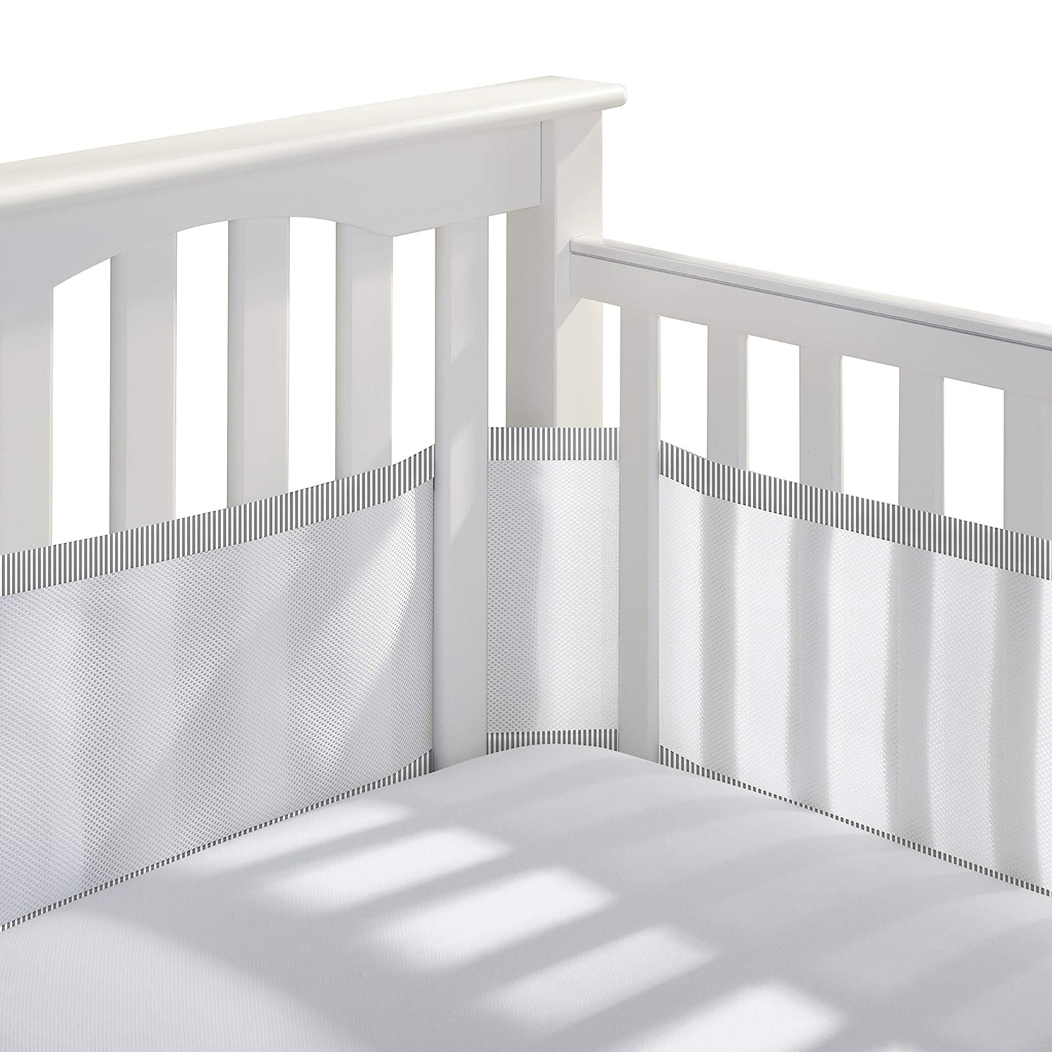 BreathableBaby Breathable Mesh Crib Liner C Classic Collection C White C Fits Full-Size Four-Sided Slatted and Solid Back Cribs C Anti-Bumper