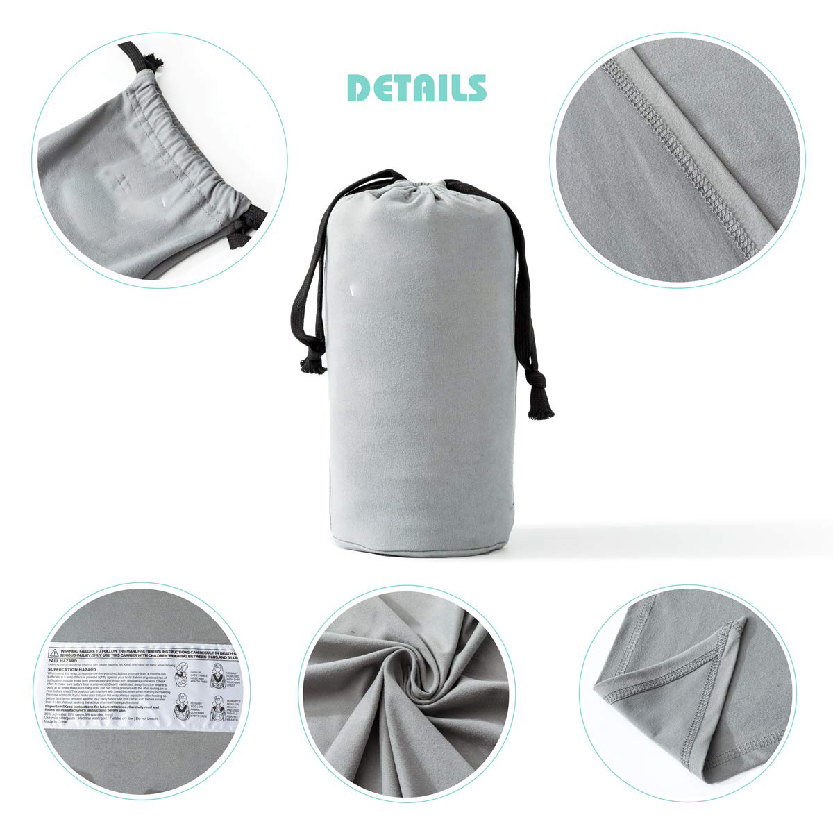 Baby Wrap Carrier,Hands Free Baby Carrier Sling,Lightweight,Breathable,Softness,Perfect for Newborn Infants and Babies Shower Gift,Black