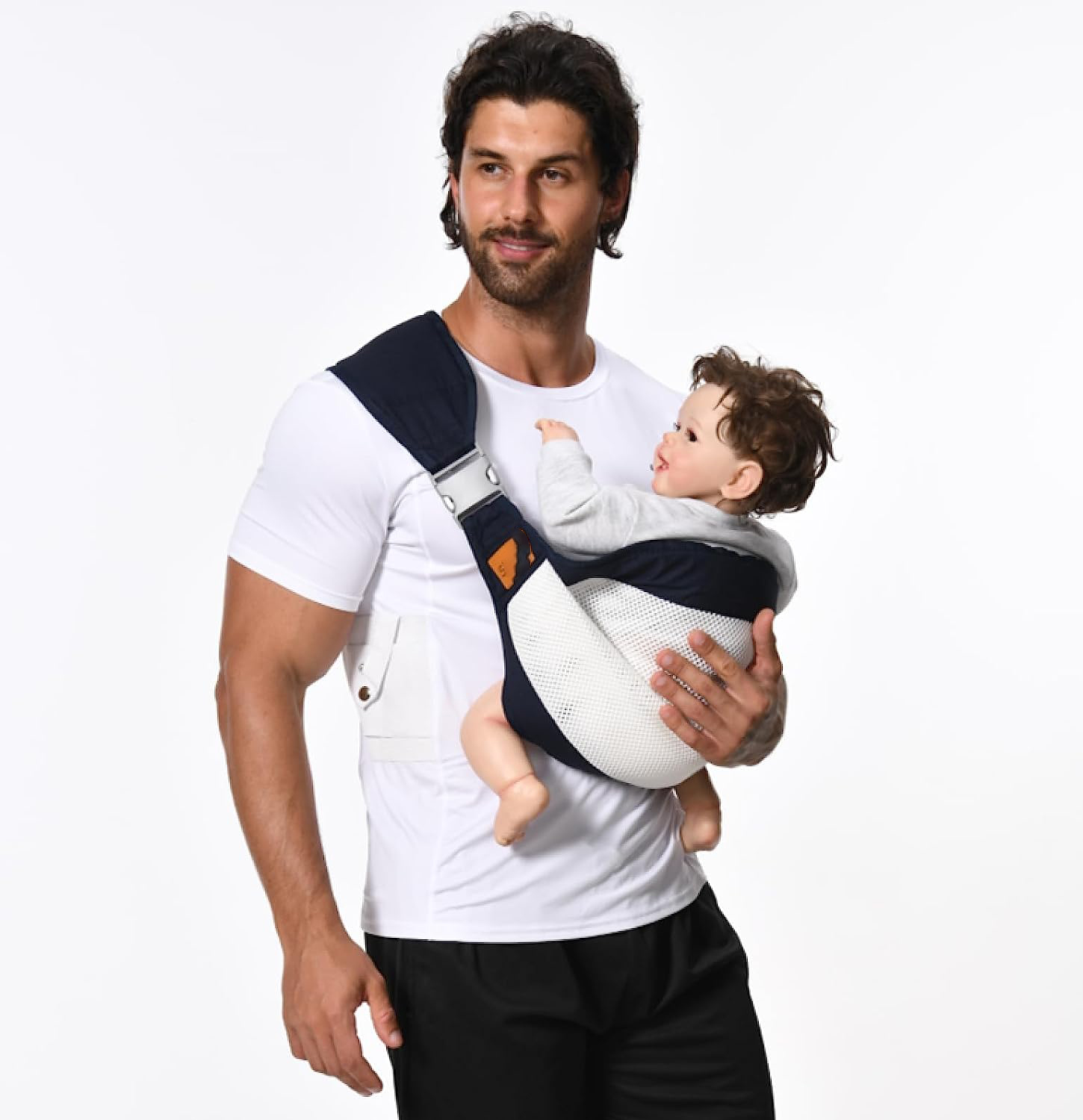 Baby Sling Carrier Newborn to Toddler, Lightweight Baby Carrier Sling, Baby Wrap Sling, Baby Hip Seat Carrier for Toddler Sling, Baby Holder Carrier, Nursing Sling, Carrying 7-45 lbs, Grey