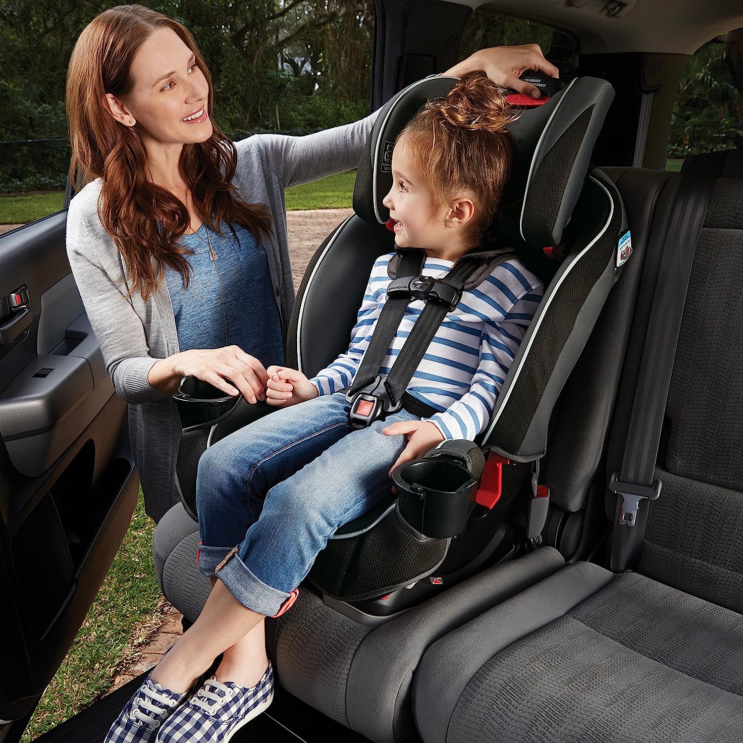 Slimfit 3 in 1 Car Seat -Slim & Comfy Design Saves Space in Your Back Seat, Darcie, One Size