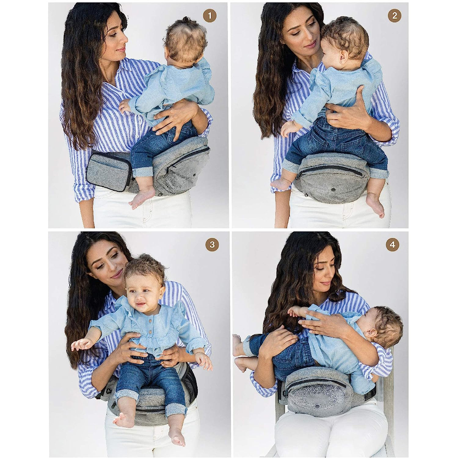 Safety-Certified Hip Seat Baby Carrier - Moms Choice Award Winner,  Ergonomic Carrier & Extenders for Newborns & Toddlers (Carrier, Grey)