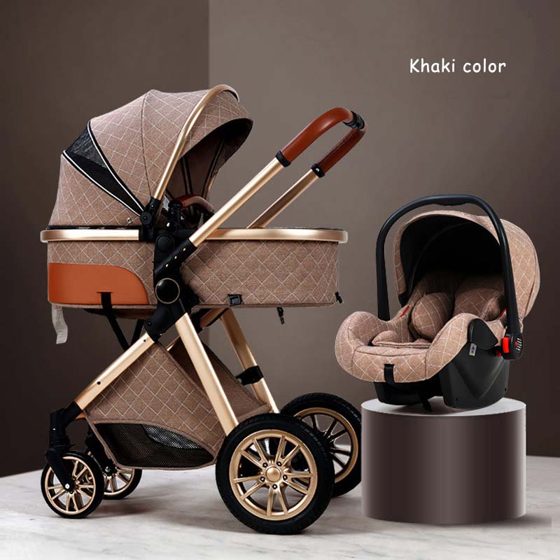 High Landscape Baby Stroller 3 in 1 Travel Luxury Pram Shock-Resistant Pushchair