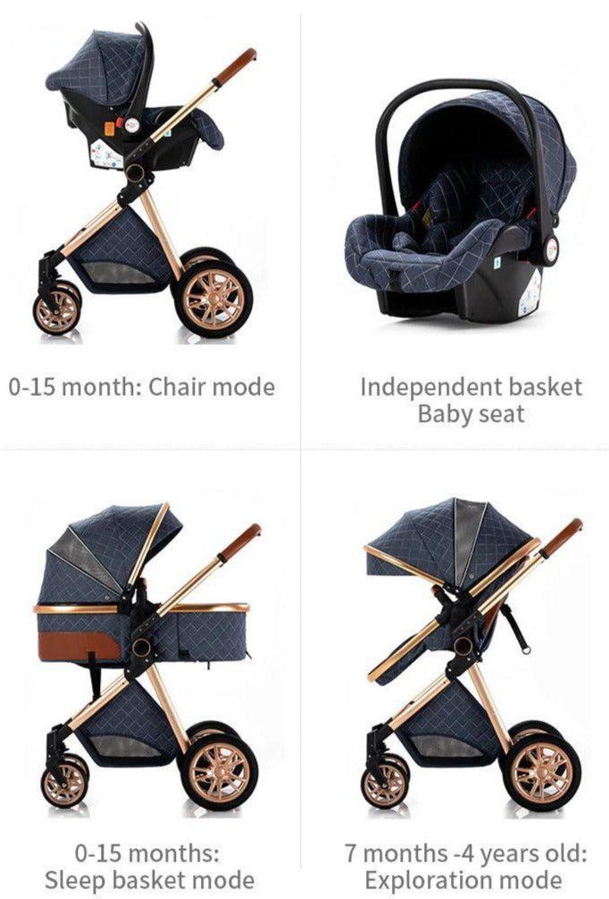 Perfect Pink Premium 3-in-1 Baby Stroller