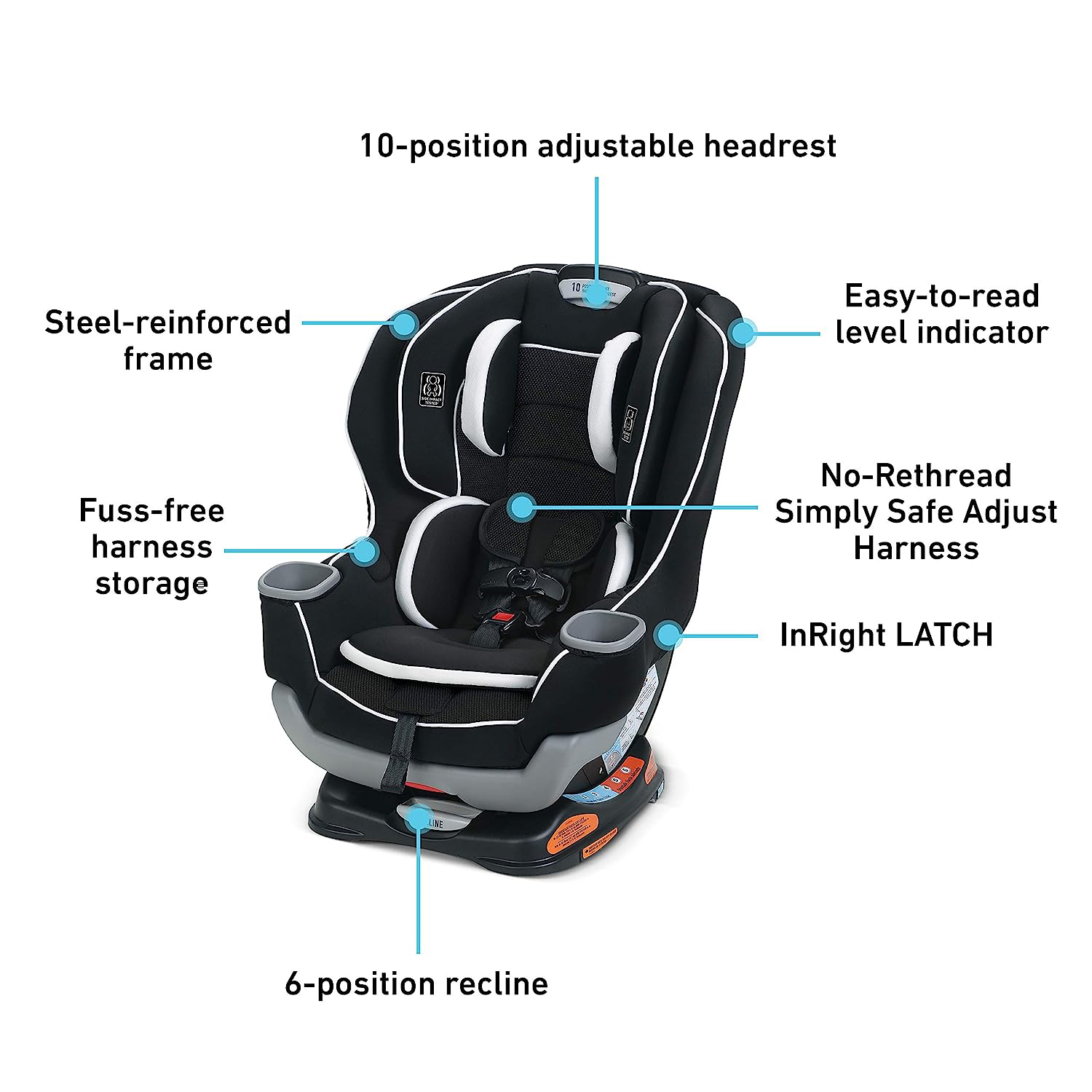 Extend2Fit Convertible Car Seat, Ride Rear Facing Longer with Extend2Fit, Gotham