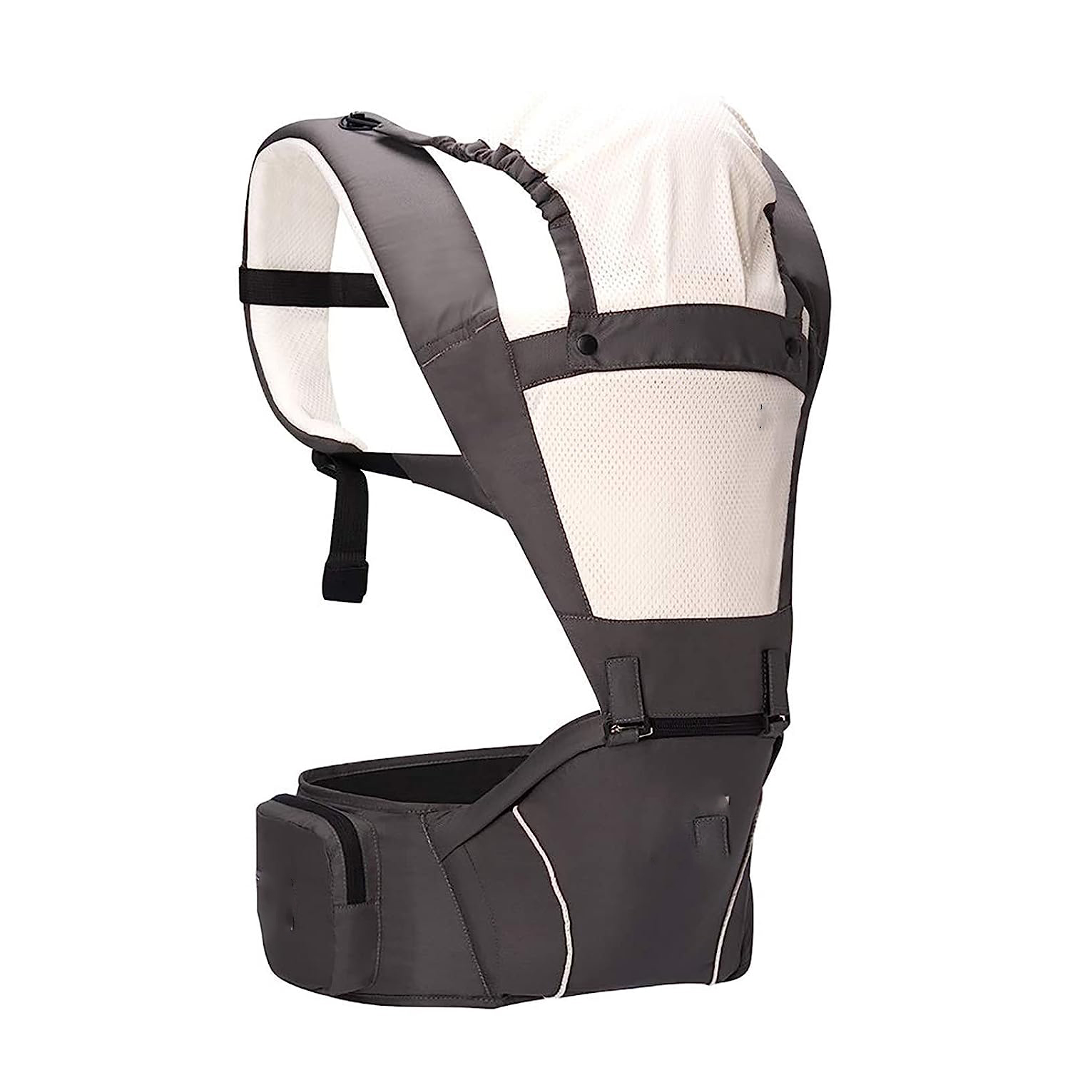 Baby Carrier Newborn to Toddler Baby Hip Carrier with Head Hood,Waist Extender & 3 Pieces Teething Pads (Grey)