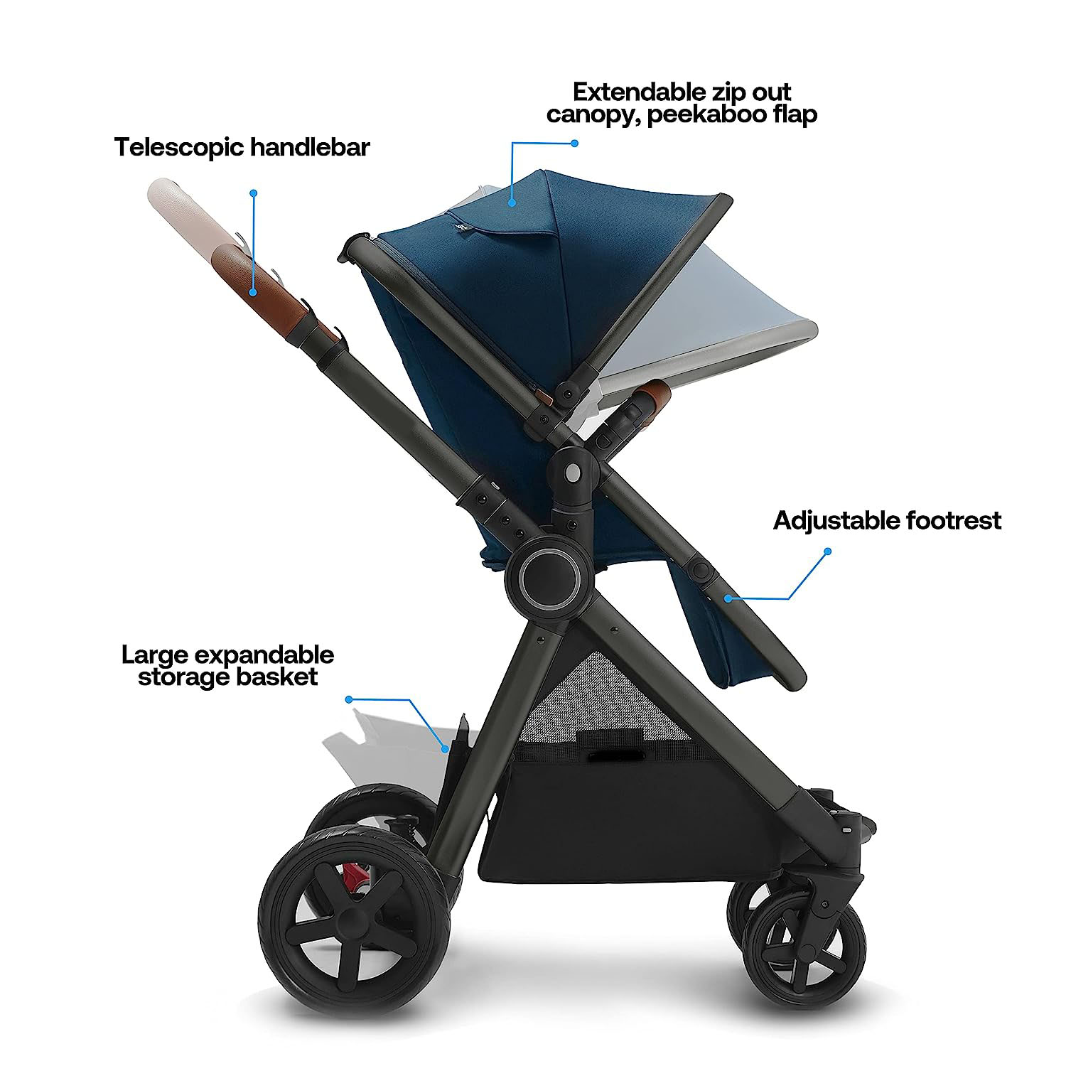 Baby Stroller with Removable Bassinet - Full-Size Baby Strollers for Comfortable Outings with Baby - Toddler Stroller with Reversible Stroller Seat - Smooth Glide Bassinet Stroller
