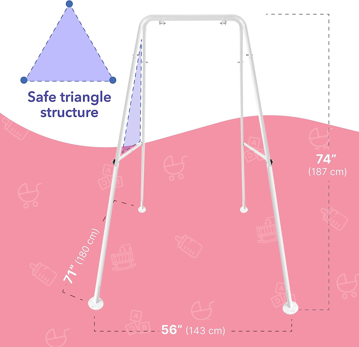 Canvas Baby Swing, Wooden Hanging Swing Seat Chair with Safety Belt, Durable Baby Hammock Chair, Outdoor and Indoor Swing for Kids, Mounting Hardware Included, Ivory