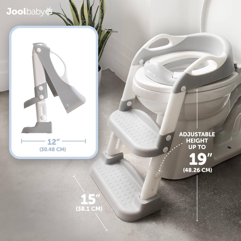 Baby Potty Training Seat with 2 Step Ladderfor Toddlers-Soft Cushioned Seat & SplashGuard, Adjustable Height