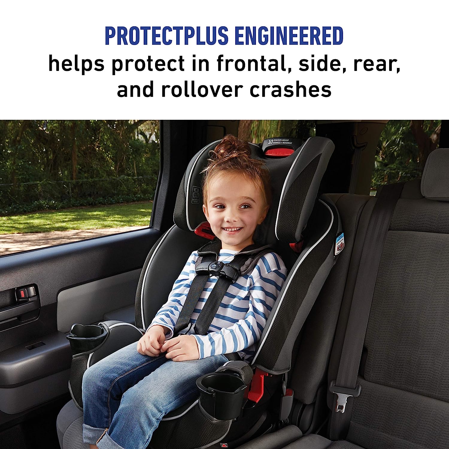 Slimfit 3 in 1 Car Seat -Slim & Comfy Design Saves Space in Your Back Seat, Darcie, One Size