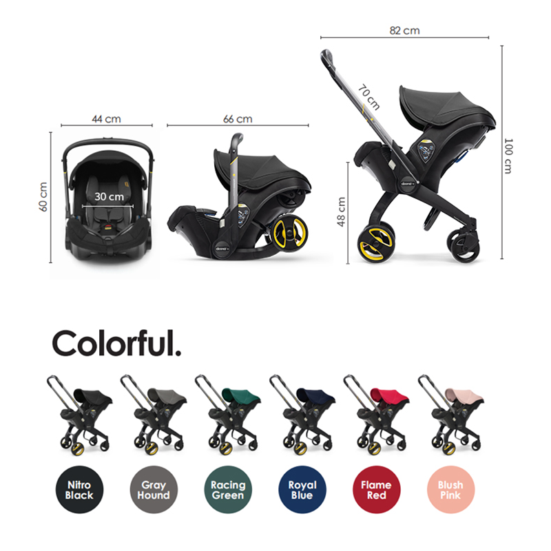 Newborn 4-in-1 Folding Stroller with One-Touch Car Storage, Infant Car Seat