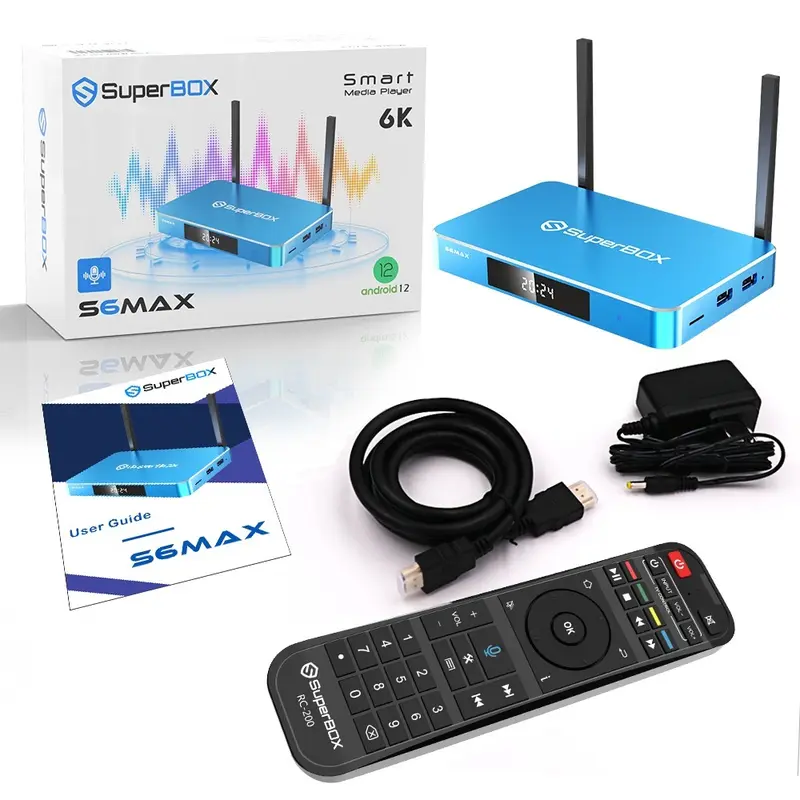 SuperBox S6 Max - Smart TV Box, Android 12 OS, 6k UHD Streaming, Home theater-grade video and audio medium player