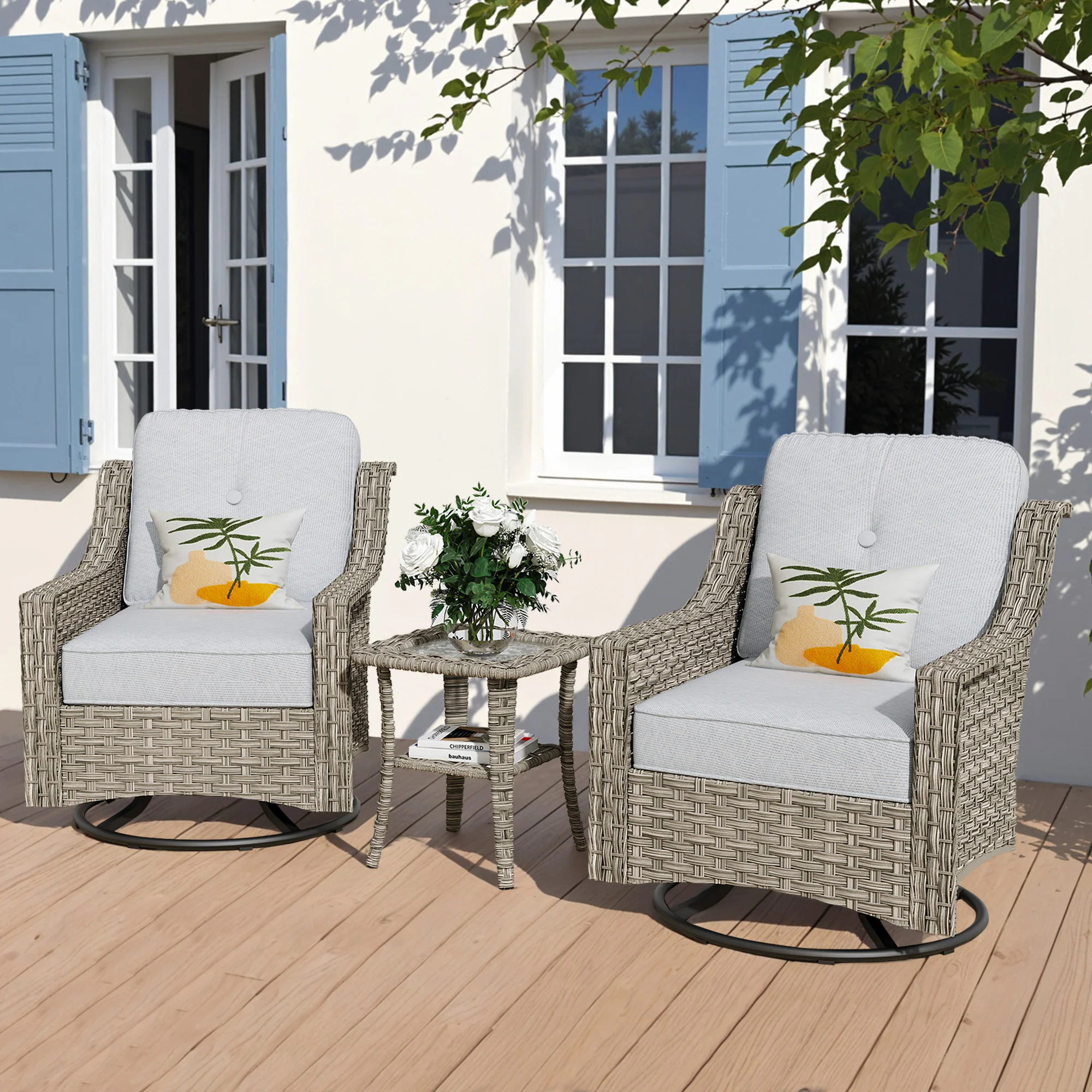 Ovios Conversation Set 3-Piece PAD Series,Swivel Chair