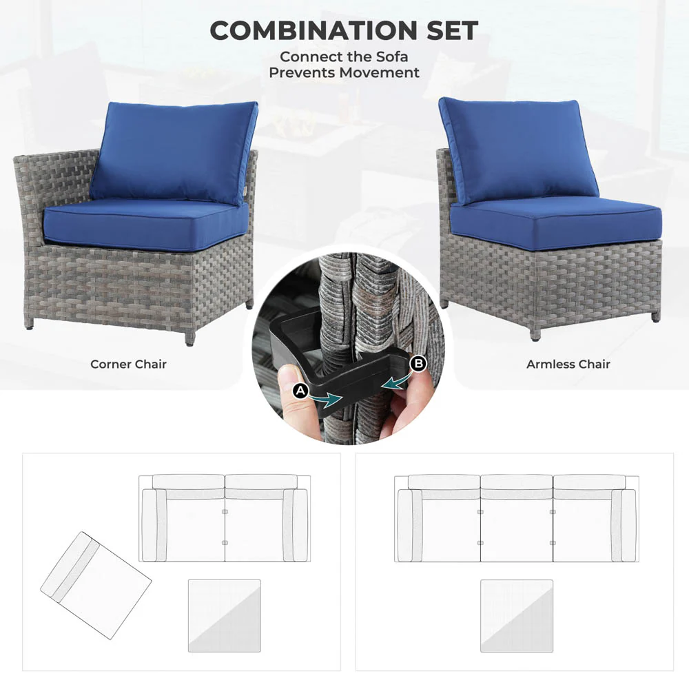 Ovios New Rimaru Series Patio Furniture Set 10-Piece include 42