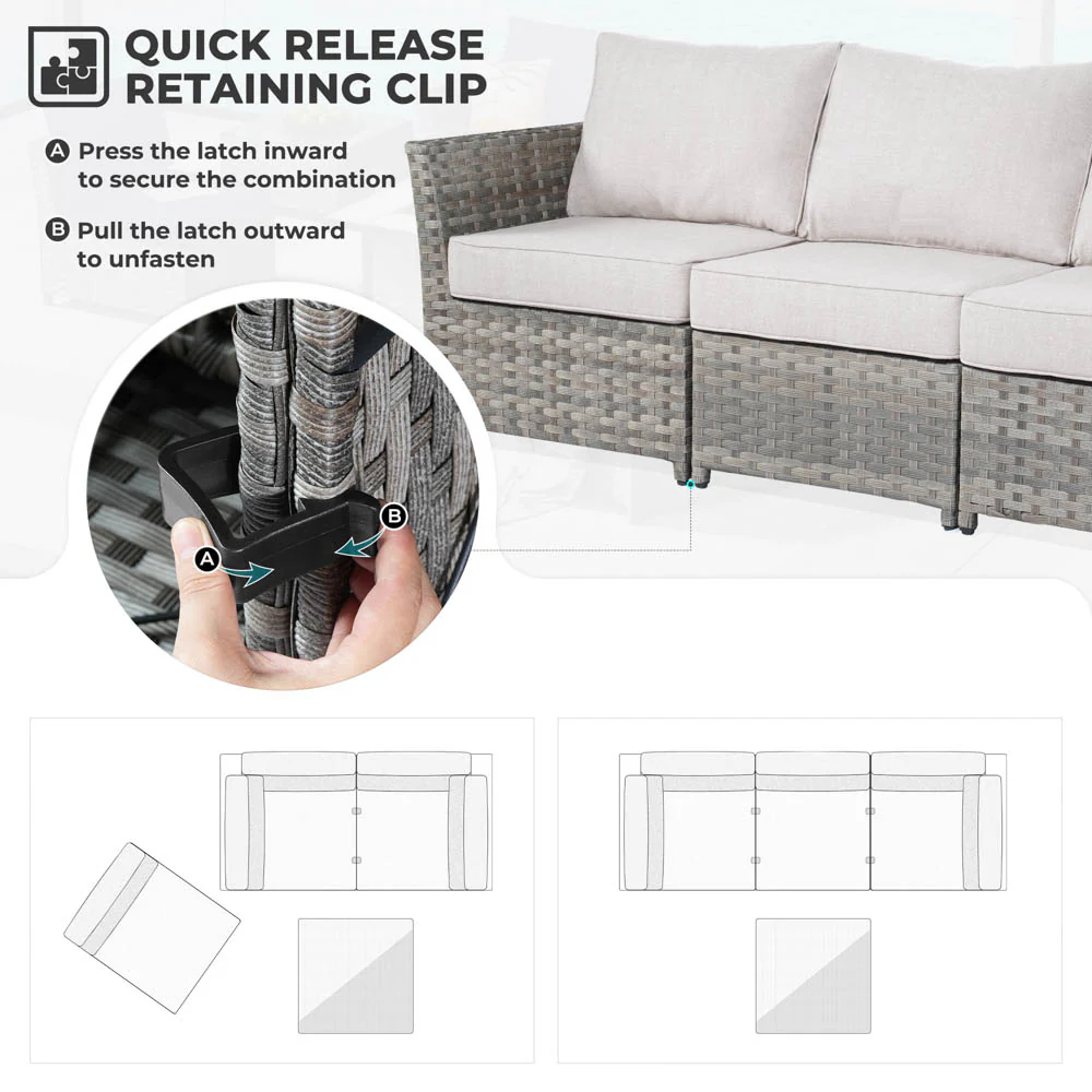 Ovios New Rimaru Series Patio Furniture Set 15-Piece include Swivel Chairs and 42