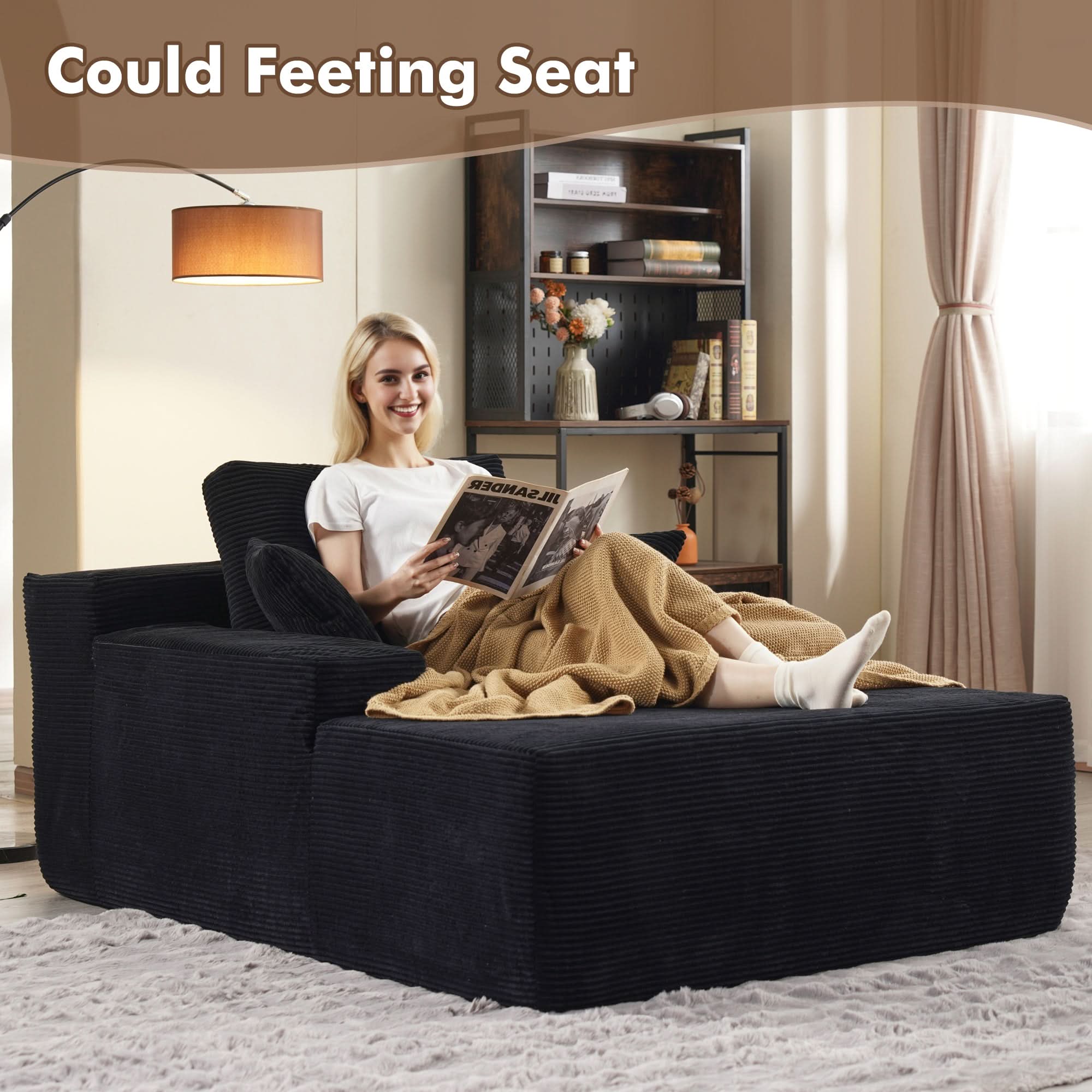 Ovios 67''x48'' Chaise Lounge Chair Indoor, Oversized Upholstered Sofa Bed