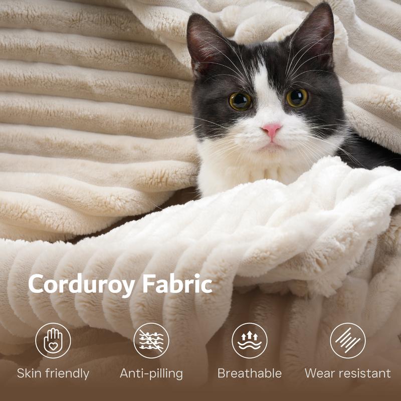 Ovios 49'' Boneless Chaise Lounge, Upholstered Sofa Bed with Throw Pillows and Armrests, Indoor Sleeper Chair- Luxurious Plush Corduroy Chair Bed for Living Room - No Assembly Required