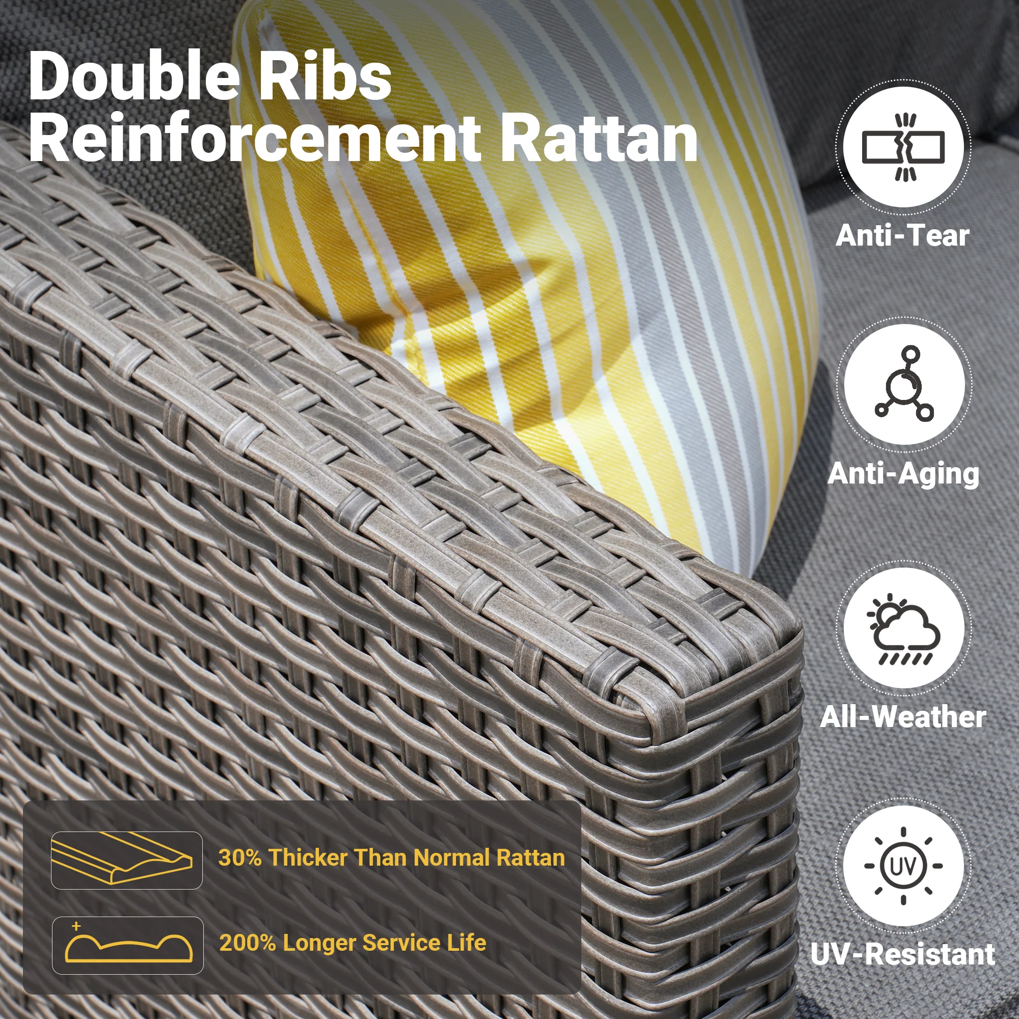 Ovios Patio Furniture Set 5-Piece with 30'' Fire Pit Table and Vultros Chairs