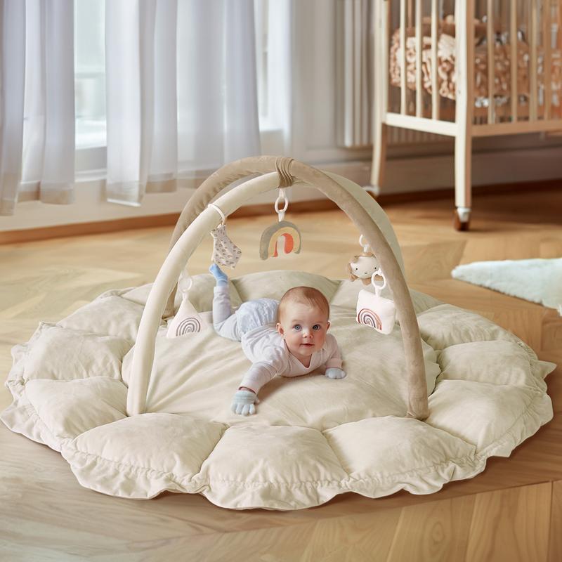 MALLIFY 5-in-1 Thick & Plush Play Gym, Tummy Time Play Mat with 6 Toys, Cat Bed, Dog Bed, Cloudico, 19.29 x 45.28 x 45.28 Inches Tummy Time Comfortable Nursery Development Easy Assembly Mat