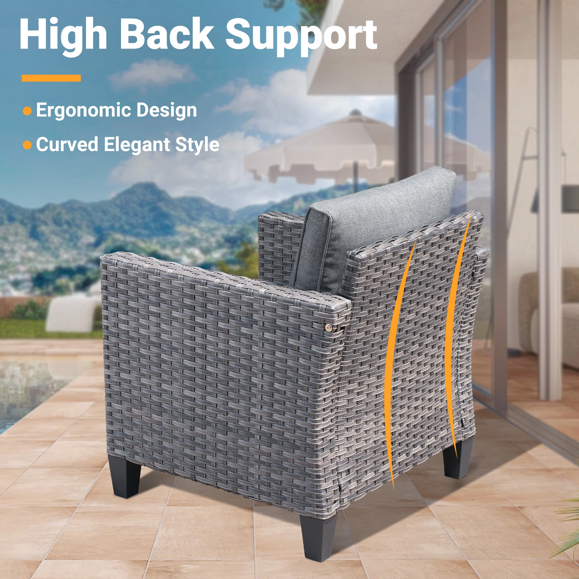 Ovios Patio Furniture Set 5-Piece with 30'' Fire Pit Table and Vultros Chairs