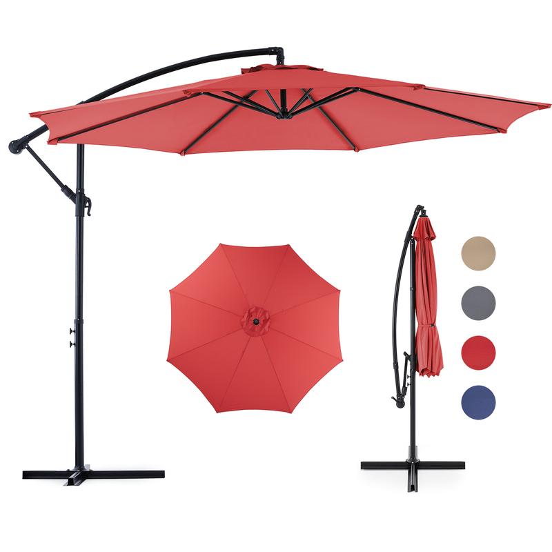 9.8ft Offset Patio Cantilever Parasol Outdoor Sunshade with Easily Adjustable Tilt, 8 Ribs, UV Protection for Backyard, Lawn and Pool
