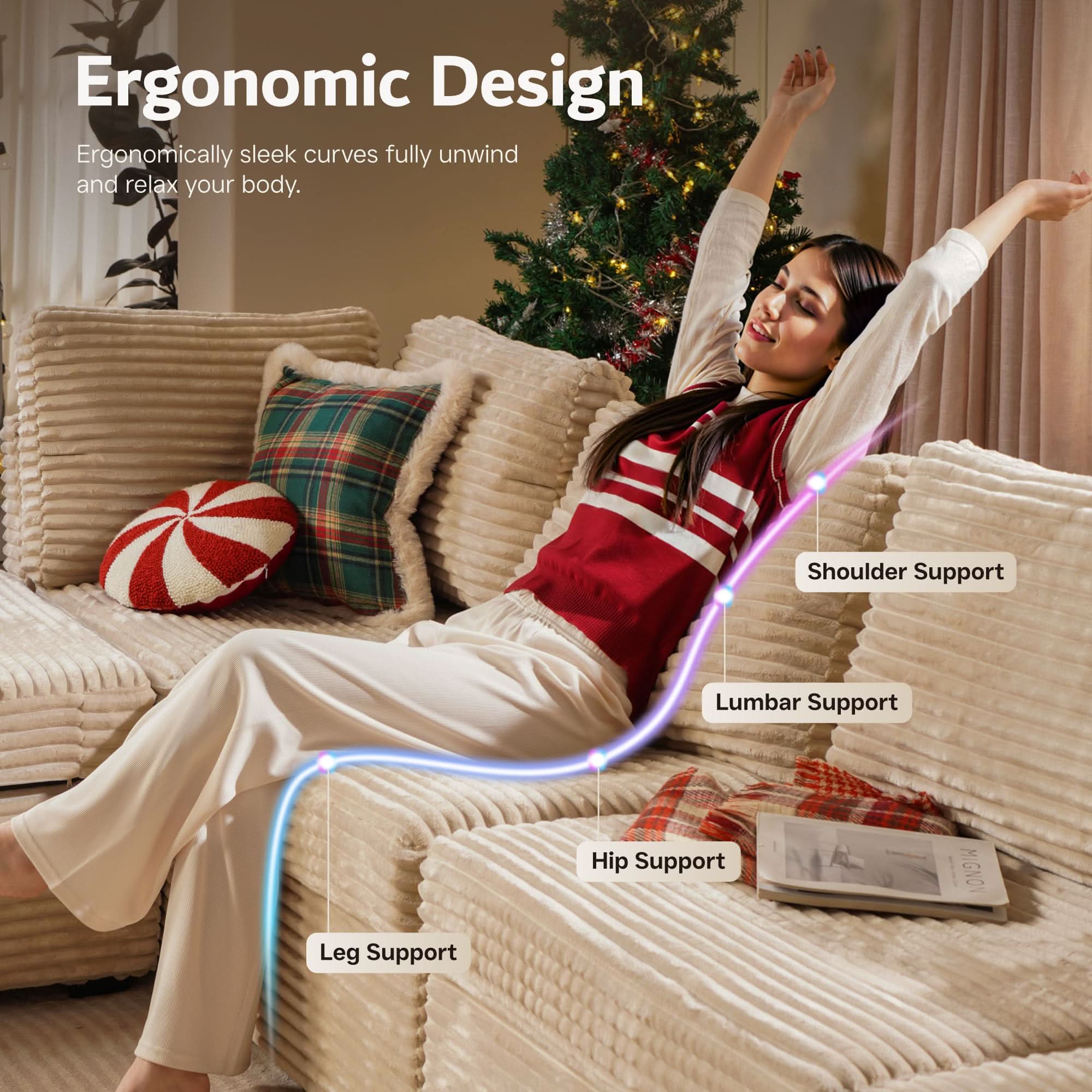 Ovios Oversized Modular Sectional Couch, Cloud Couches for Living Room,Deep Seat Upholstered Convertible Sleeper Sofa