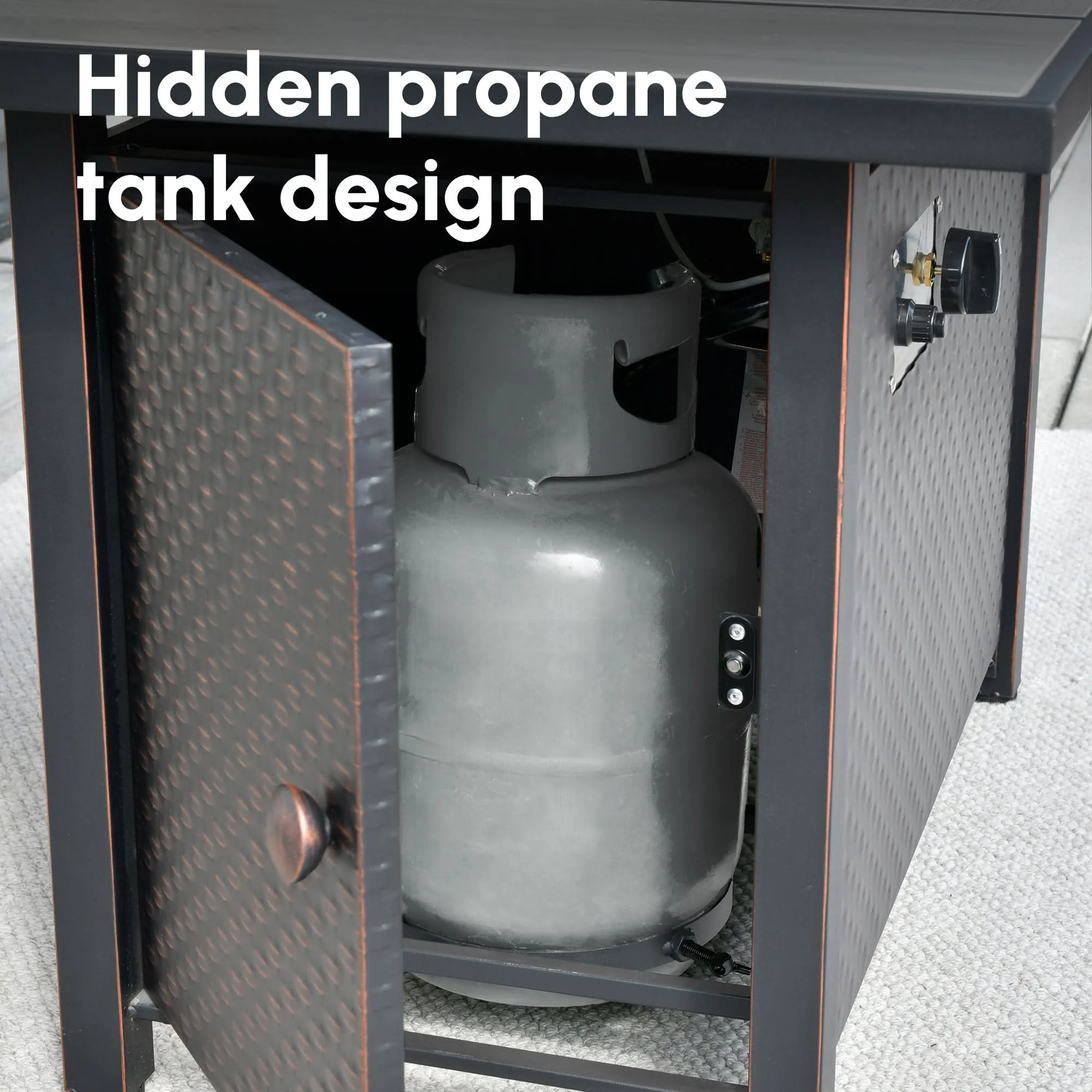 Ovios 54'' Rectangle Propane Fire Pit Table Brown