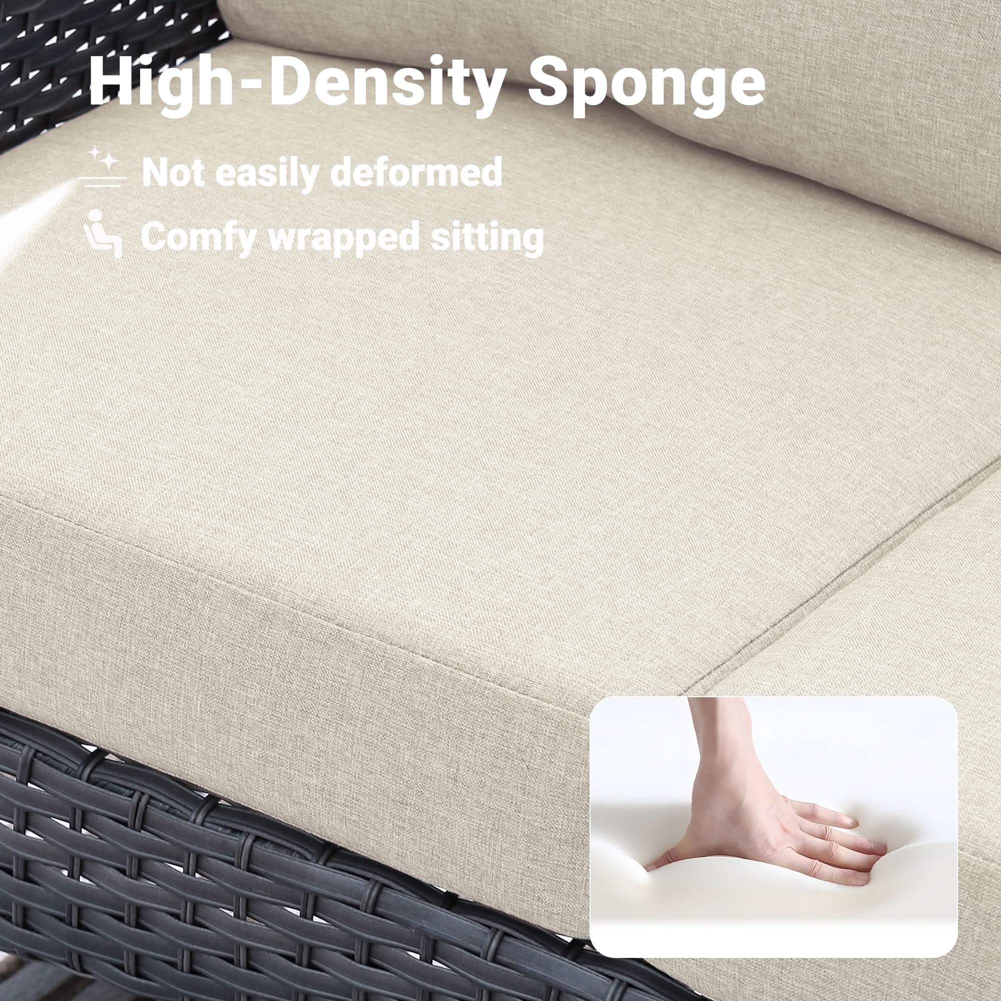 Ovios Patio Furniture Set New August 4 Piece High Back All Weather PE Wicker