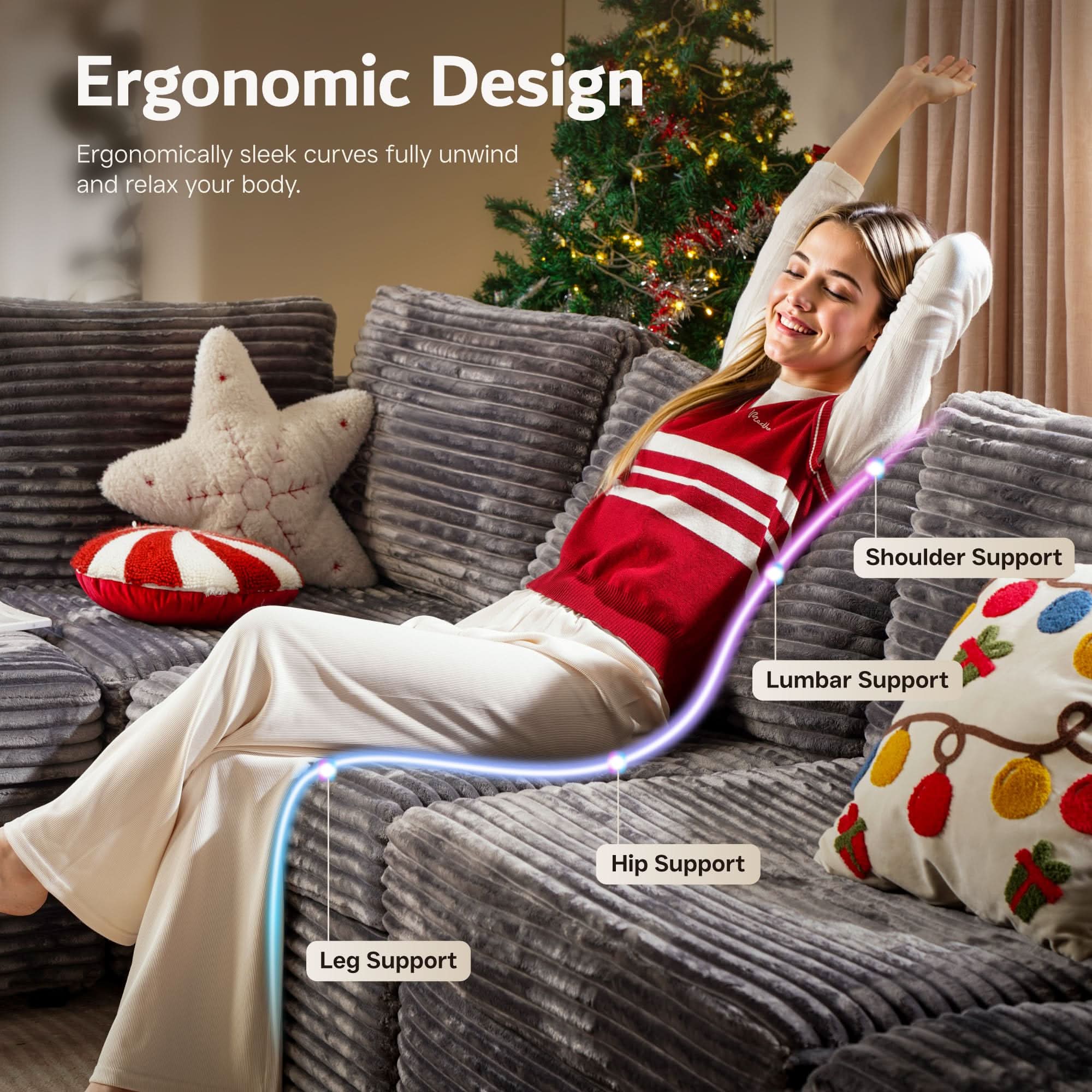 Ovios Oversized Modular Sectional Couch, Cloud Couches for Living Room,Deep Seat Upholstered Convertible Sleeper Sofa