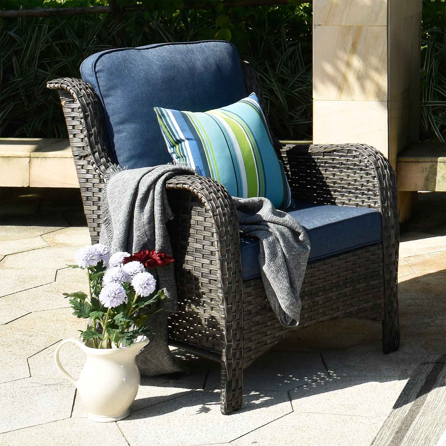 Ovios Outdoor Furniture 6-Piece with 30'' Fire Pit Table and Kenard 2 Rocking Chairs