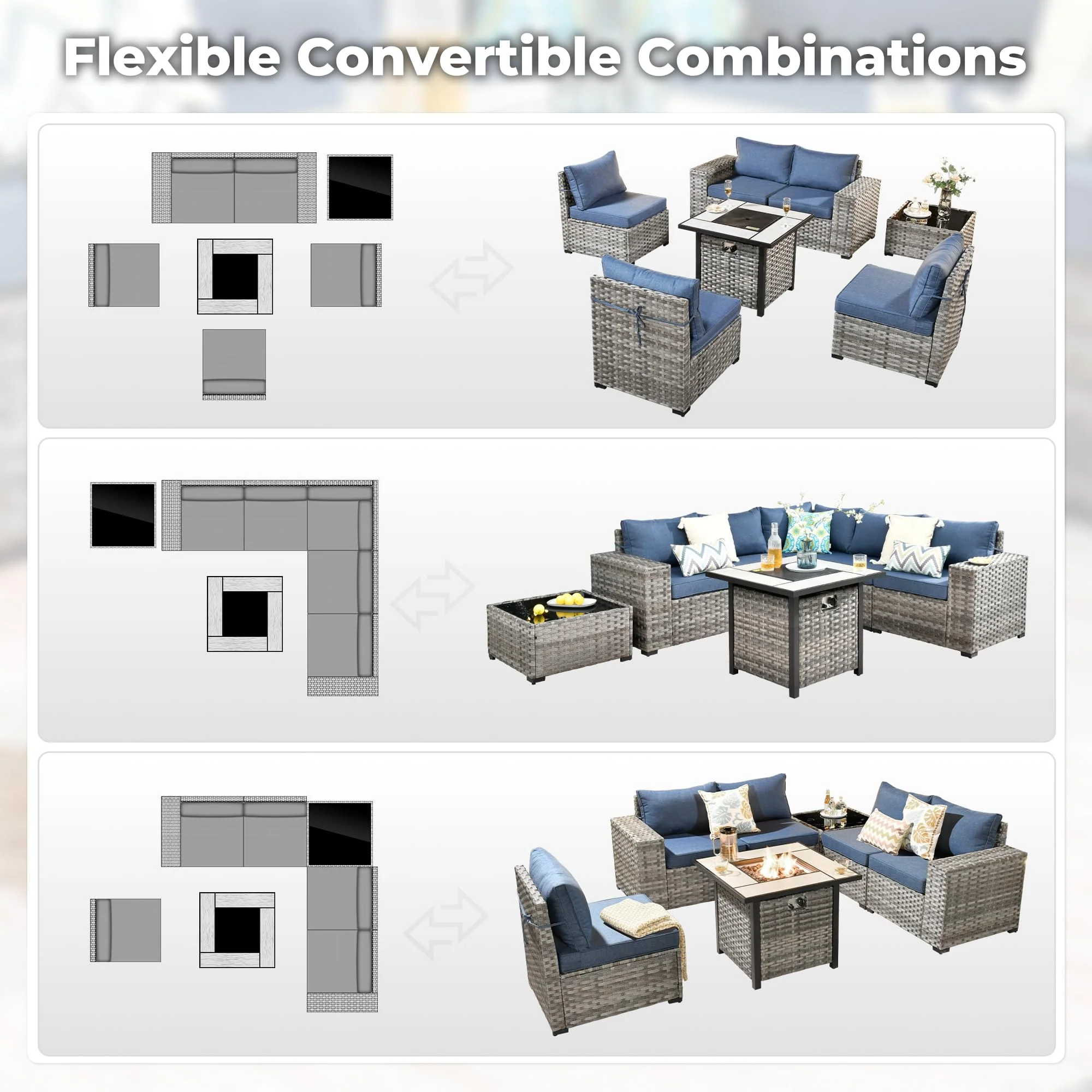 Ovios 7-Piece Outdoor Furniture Set with 7.68'' Wide Armrests