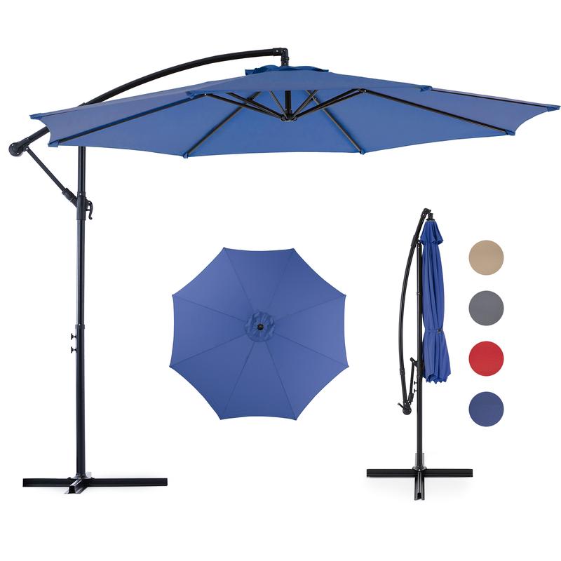 9.8ft Offset Patio Cantilever Parasol Outdoor Sunshade with Easily Adjustable Tilt, 8 Ribs, UV Protection for Backyard, Lawn and Pool
